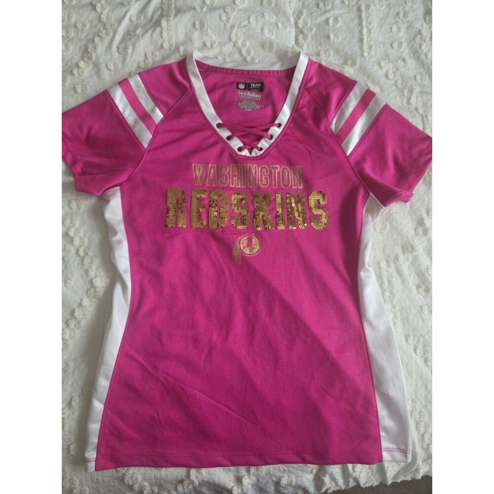 NFL Washington Redskins Commanders Jersey Pink Sequin Shirt Size M Vintage